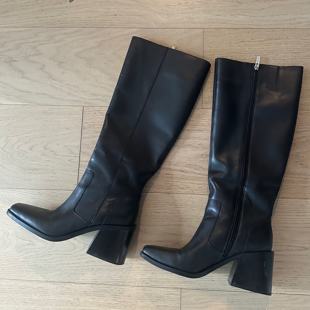 Vince Camuto Seshon Black Knee-High Leather Boots